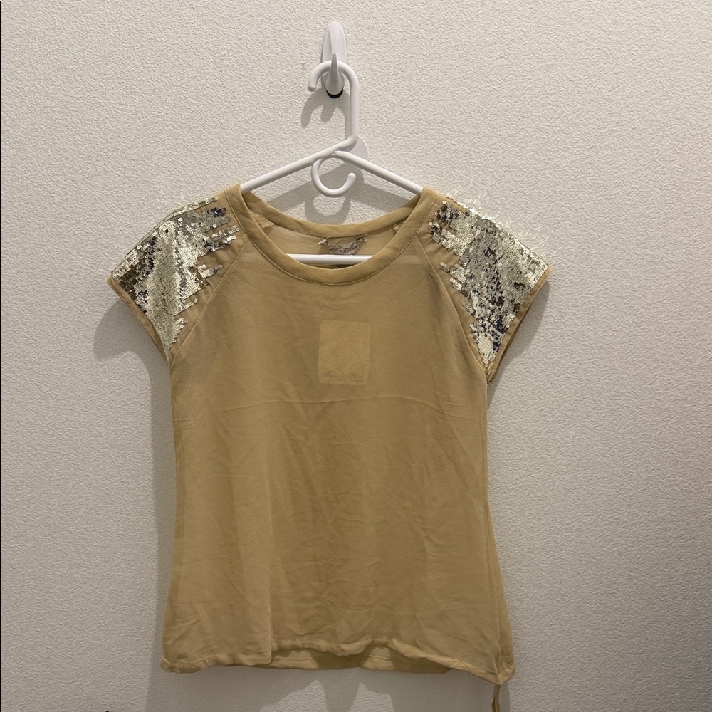 Gold Sequin Sleeve Top